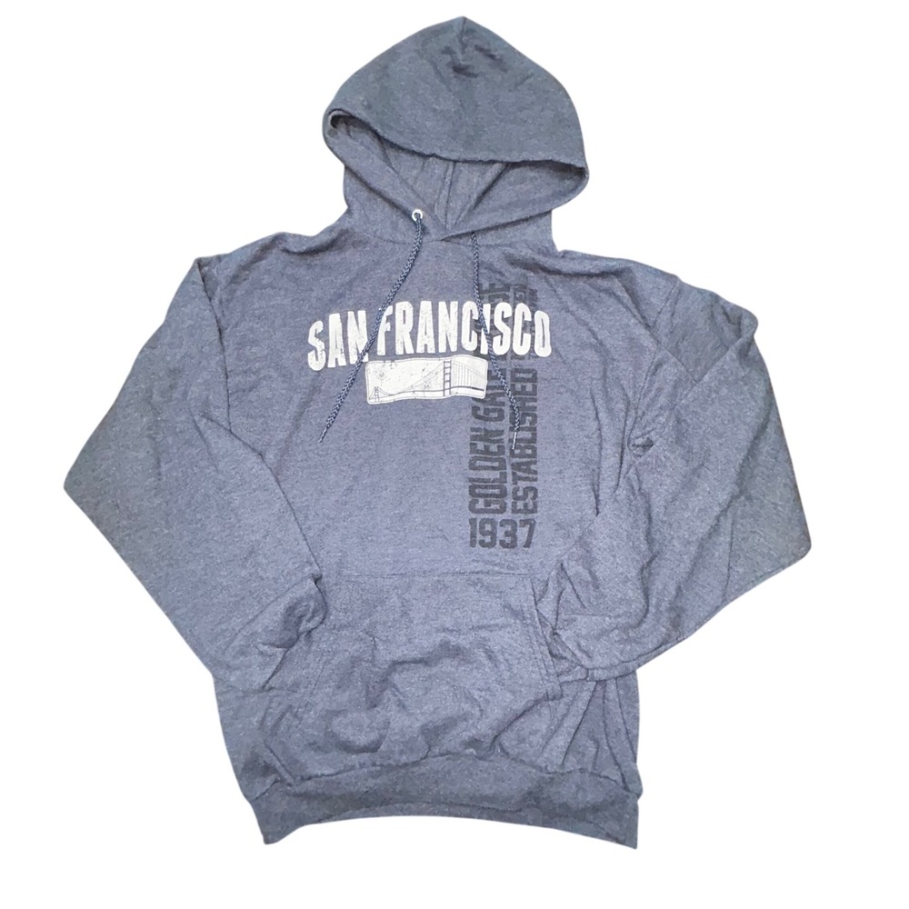 Port and Company San Francisco Golden Gate Bridge Hoodie Size M Blue Sweatshirt